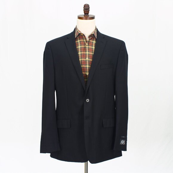 Joseph Abboud 46L Black Blazer Sport Coat Jacket 2-Button Solid Y158